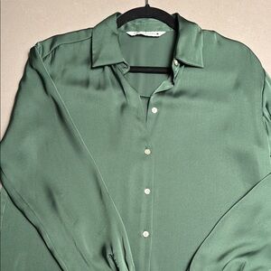 Zara Green Button-Up Blouse